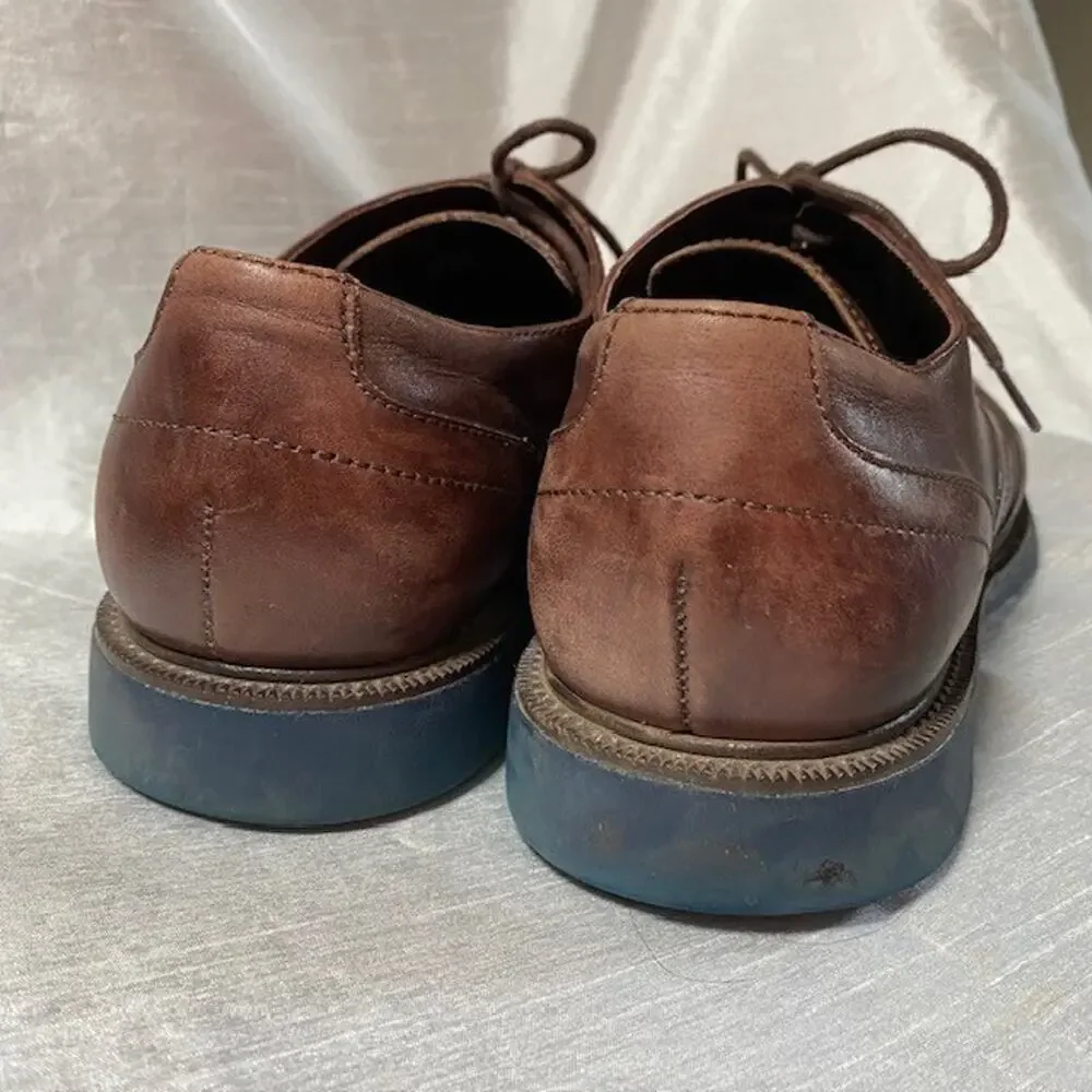 Cole Haan Mens Size 9.5 Grand OS Brown Leather Wingtip Oxford Derby Dress Shoes